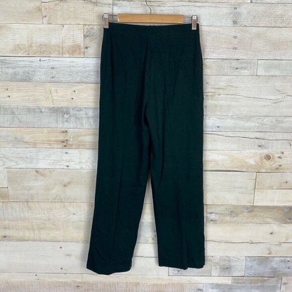Eileen Fisher Women Straight Leg Pants Green Flat Front Elastic Waist Petite 2/4 - Picture 3 of 7